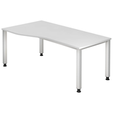 Artikelbild 1 für HAMMERBACHER QS18 höhenverstellbarer Schreibtisch weiß Trapezform, 4-Fuß-Gestell silber 180,0 x 80,0/100,0 cm, Artikelnummer 868517