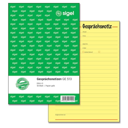 Artikelbild für SIGEL Gesprächsnotiz Formularbuch GE513, 1 St., Artikelnummer 854893