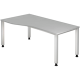 Artikelbild 1 für HAMMERBACHER QS18 höhenverstellbarer Schreibtisch lichtgrau Trapezform, 4-Fuß-Gestell silber 180,0 x 80,0/100,0 cm, Artikelnummer 868669