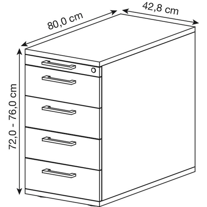 Artikelbild 2 für HAMMERBACHER Solid SC50 Standcontainer lichtgrau 5 Auszüge Stahl-Bügelgriff silber 42,8 x 80,0 x 72,0 - 76,0 cm, Artikelnummer 992537