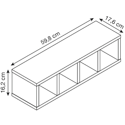 Artikelbild 2 für MÖBELPARTNER Hängeregal Lugo 157369 weiß 59,8 x 17,6 x 16,2 cm, Artikelnummer 323638