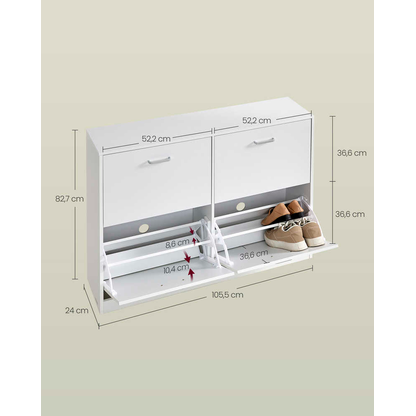 Artikelbild 2 für VASAGLE Schuhschrank, LBC035W01 weiß 4 Fachböden 105,5 x 24,0 x 82,7 cm, Artikelnummer 760829