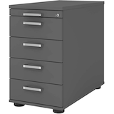 Artikelbild 1 für HAMMERBACHER Solid SC50 Standcontainer grafit 5 Auszüge Metall-Stangengriff chrom, gebürstet 42,8 x 80,0 x 72,0 - 76,0 cm, Artikelnummer 348447