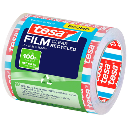 Artikelbild 3 für tesa CLEAR RECYCLED Klebefilm transparent 15,0 mm x 10,0 m 3 Rollen, Artikelnummer 774174