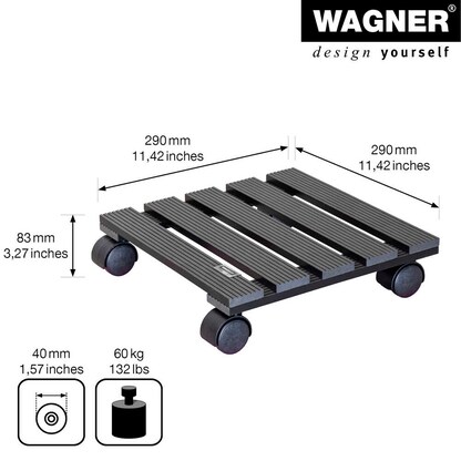Artikelbild 8 für WAGNER® design yourself Pflanzenroller WPC GH 0500 Kunststoff anthrazit quadratisch 29,0 x 8,3 cm, 1 St., Artikelnummer 621357