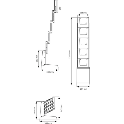 Artikelbild 6 für update displays Prospektständer silber DIN A4 5 Fächer 25,8 x 34,3 x 135,5 cm, 1 St., Artikelnummer 287957