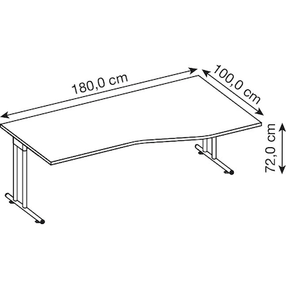 Artikelbild 2 für HAMMERBACHER NS18 Schreibtisch lichtgrau Trapezform, C-Fuß-Gestell silber 180,0 x 80,0/100,0 cm, Artikelnummer 864892