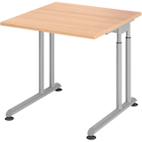 Artikelbild 1 für HAMMERBACHER ZS08 höhenverstellbarer Schreibtisch eiche quadratisch, C-Fuß-Gestell silber 80,0 x 80,0 cm, Artikelnummer 990489