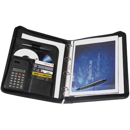 Artikelbild für GENIE Ringbuchmappe Exclusive Lederimitat DIN A4 schwarz, Artikelnummer 750747