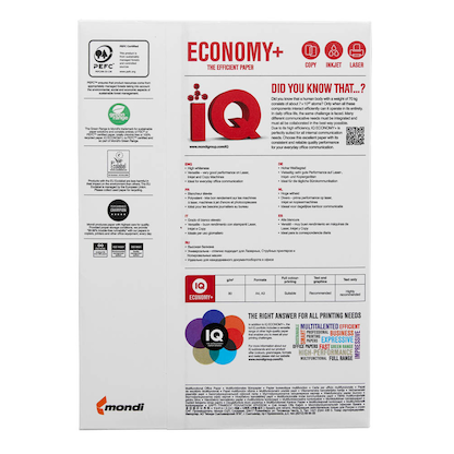 Artikelbild 3 für IQ Kopierpapier ECONOMY+ DIN A4 80 g/qm 500 Blatt, Artikelnummer 596066