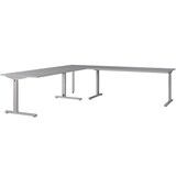 Artikelbild 1 für GERMANIA Profi 3.0 Schreibtisch lichtgrau L-Form, C-Fuß-Gestell silber 260,0 x 260,0 cm, Artikelnummer 104469