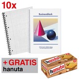 Artikelbild 1 für AKTION: Collegeblöcke Kugel und Kegel kariert DIN A4 Innenrand, 10 Blöcke + GRATIS Hanuta 10 St./220g, Artikelnummer 868051