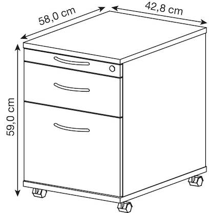Artikelbild 2 für HAMMERBACHER AC20 Rollcontainer lichtgrau 3 Auszüge 42,8 x 58,0 x 59,0 cm, Artikelnummer 983128