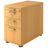 Artikelbild 1 für HAMMERBACHER Solid Standcontainer buche 4 Auszüge Stahl-Bügelgriff chrom, gebürstet 42,8 x 80,0 x 72,0 - 76,0 cm, Artikelnummer 593362