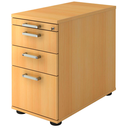 Artikelbild für HAMMERBACHER Solid Standcontainer buche 4 Auszüge Stahl-Bügelgriff chrom, gebürstet 42,8 x 80,0 x 72,0 - 76,0 cm, Artikelnummer 593362