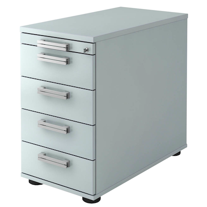 Artikelbild für HAMMERBACHER SC50 Standcontainer lichtgrau 5 Auszüge Stahl-Relinggriff silber 42,8 x 80,0 x 72,0 - 76,0 cm, Artikelnummer 865079