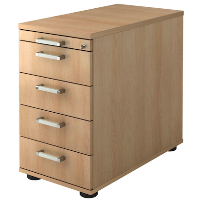 Artikelbild für HAMMERBACHER Solid SC50 Standcontainer eiche 5 Auszüge Metall-Stangengriff chrom, gebürstet 42,8 x 80,0 x 72,0 - 76,0 cm, Artikelnummer 593392