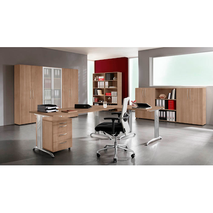 Artikelbild 5 für HAMMERBACHER Altus Vitrine nussbaum 4 Fachböden, Artikelnummer 966010