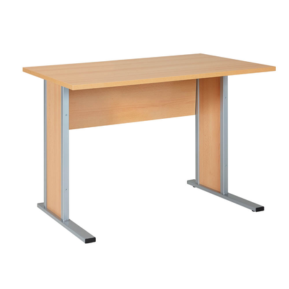 Artikelbild für MÖBELPARTNER Schreibtisch buche rechteckig, Kufen-Gestell silber 90,0 x 65,0 cm, Artikelnummer 215432