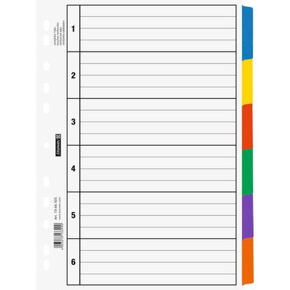 Artikelbild für BRUNNEN Ordnerregister DIN A4 Vollformat blanko weiß 6-teilig, 1 Satz, Artikelnummer 925267