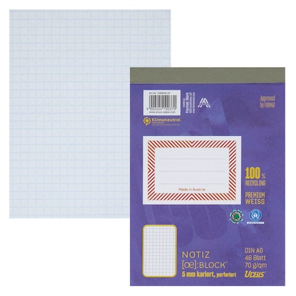 Artikelbild für Ursus Notizblock OE DIN A6 kariert, 1 Block, Artikelnummer 883262