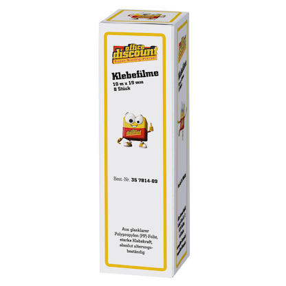 Artikelbild 2 für office discount Klebefilm transparent 19,0 mm x 10,0 m 8 Rollen, Artikelnummer 357814