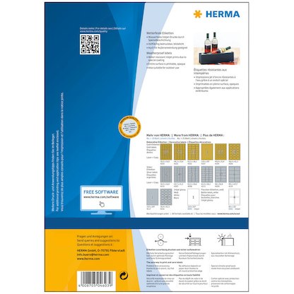 Artikelbild 3 für HERMA Flaschenetiketten 4603 weiß 90,0 x 120,0 mm, 40 Blatt, Artikelnummer 138311