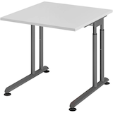 Artikelbild 1 für HAMMERBACHER ZS08 höhenverstellbarer Schreibtisch lichtgrau quadratisch, C-Fuß-Gestell grau 80,0 x 80,0 cm, Artikelnummer 992263