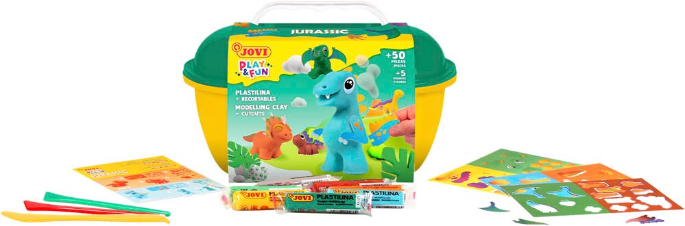 Jovi Play&Fun SPLASH - Kit Plastilina Animali Marini 24 Pezzi - Pasta Vegetale Atossica, Con Stencil E Utensili, Regalo Bambini 3+ Anni