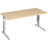 Artikelbild 1 für geramöbel Flex Schreibtisch ahorn rechteckig, C-Fuß-Gestell silber 160,0 x 80,0 cm, Artikelnummer 881591
