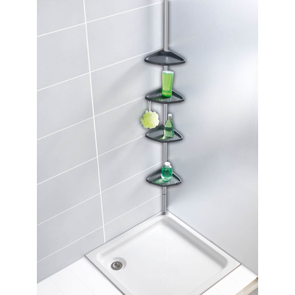 WENKO Teleskop-Duschregal Compact silber 26,0 x 19,5 x 78,0-275,0 cm