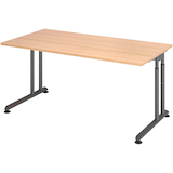 Artikelbild 1 für HAMMERBACHER ZS16 höhenverstellbarer Schreibtisch eiche rechteckig, C-Fuß-Gestell grau 160,0 x 80,0 cm, Artikelnummer 990743