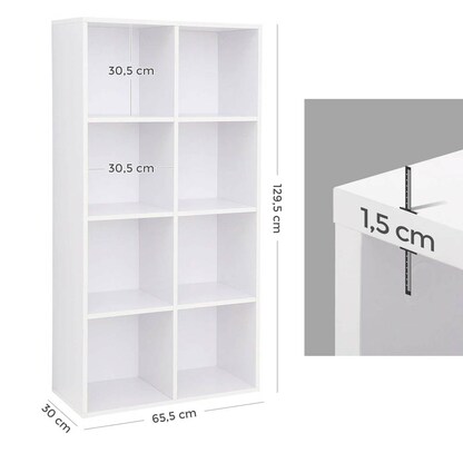 Artikelbild 8 für VASAGLE Bücherregal weiß 65,5 x 30,0 x 129,5 cm, 1 St., Artikelnummer 291728