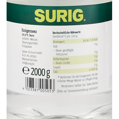 Artikelbild 2 für SURIG Essigessenz Essig 2,0 l, Artikelnummer 469183