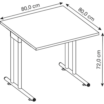 Artikelbild 3 für HAMMERBACHER NS08 Schreibtisch lichtgrau quadratisch, C-Fuß-Gestell silber 80,0 x 80,0 cm, Artikelnummer 865117