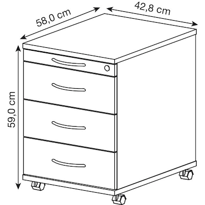 Artikelbild 2 für HAMMERBACHER AC30 Rollcontainer grafit 4 Auszüge 42,8 x 58,0 x 59,0 cm, Artikelnummer 348259