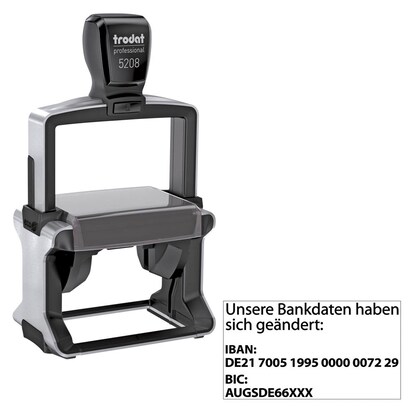 Artikelbild für trodat Textstempel, individualisierbar 5208 selbstfärbend schwarz Logo möglich, 1 St. - Direkt online personalisieren, Artikelnummer 640249