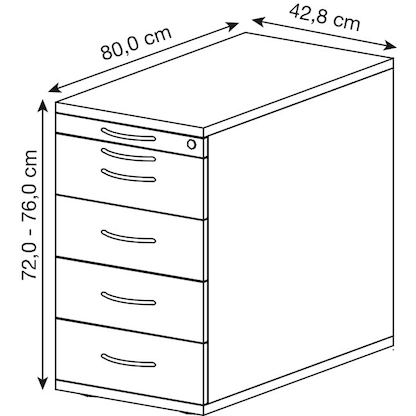 Artikelbild 2 für HAMMERBACHER Solid SC50 Standcontainer lichtgrau 5 Auszüge Metall-Bügelgriff chrom 42,8 x 80,0 x 72,0 - 76,0 cm, Artikelnummer 983015