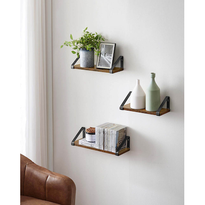 Artikelbild 2 für VASAGLE Wandregale-Set braun, schwarz 30,0 / 35,0 / 40,0 x 12,0 x 11,0 cm, 1 St., Artikelnummer 262479