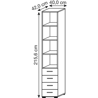 Artikelbild 3 für HAMMERBACHER Regalschrank 964S4, V964S4/G/6/BS grafit, buche 40,0 x 42,0 x 215,6 cm, 1 St., Artikelnummer 380426