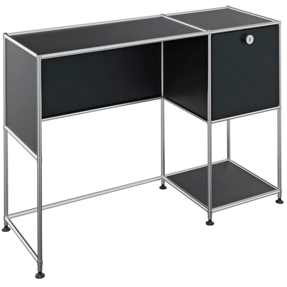 Artikelbild für viasit System4 Schreibtisch schwarz rechteckig, Rundrohrgestell silber 116,0 x 41,0 cm, Artikelnummer 491347