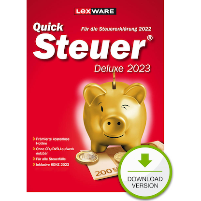 Artikelbild für LEXWARE QuickSteuer Deluxe 2023 (für das Steuerjahr 2022) Software Vollversion (Download-Link), Artikelnummer 201826