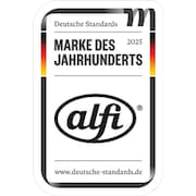 Deutsche Standards Auszeichnung „Marke des Jahrhunderts 2025“ für alfi mit Webadresse www.deutsche-standards.de.