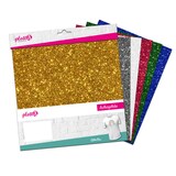 Artikelbild 1 für plottiX GlitterFlex Aufbügelfolie farbsortiert Effekt-Folie 30,0 x 30,0 cm, 6 St., Artikelnummer 266094