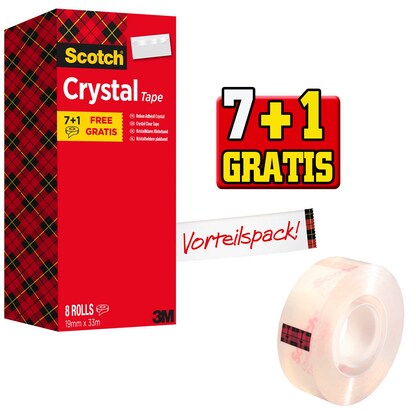 Artikelbild für 7 + 1 GRATIS: Scotch Crystal Klebefilm kristall-klar 19,0 mm x 33,0 m 7 Rollen + GRATIS 1 Rollen, Artikelnummer 523264