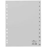Artikelbild 1 für DURABLE Ordnerregister DIN A4 Vollformat 1-12 grau 12-teilig, 1 Satz, Artikelnummer 456533