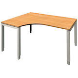 Artikelbild 1 für fm Sidney höhenverstellbarer Schreibtisch buche Bogenform, 4-Fuß-Gestell Quadratrohr silber 160,0 x 80,0 cm, Artikelnummer 136422