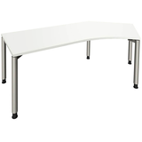 Artikelbild 1 für fm fastline Schreibtisch weiß Bogenform, 4-Fuß-Gestell silber 220,0 x 80,0 cm, Artikelnummer 269819