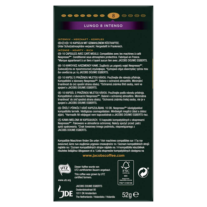 Artikelbild 4 für JACOBS LUNGO INTENSO Kaffeekapseln, Arabica- und Robustabohnen kräftig, 10 Stück, Artikelnummer 340947
