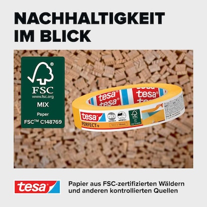 Artikelbild 4 für tesa PERFECT+ Kreppband orange 19,0 mm x 50,0 m 1 Rolle, Artikelnummer 724227